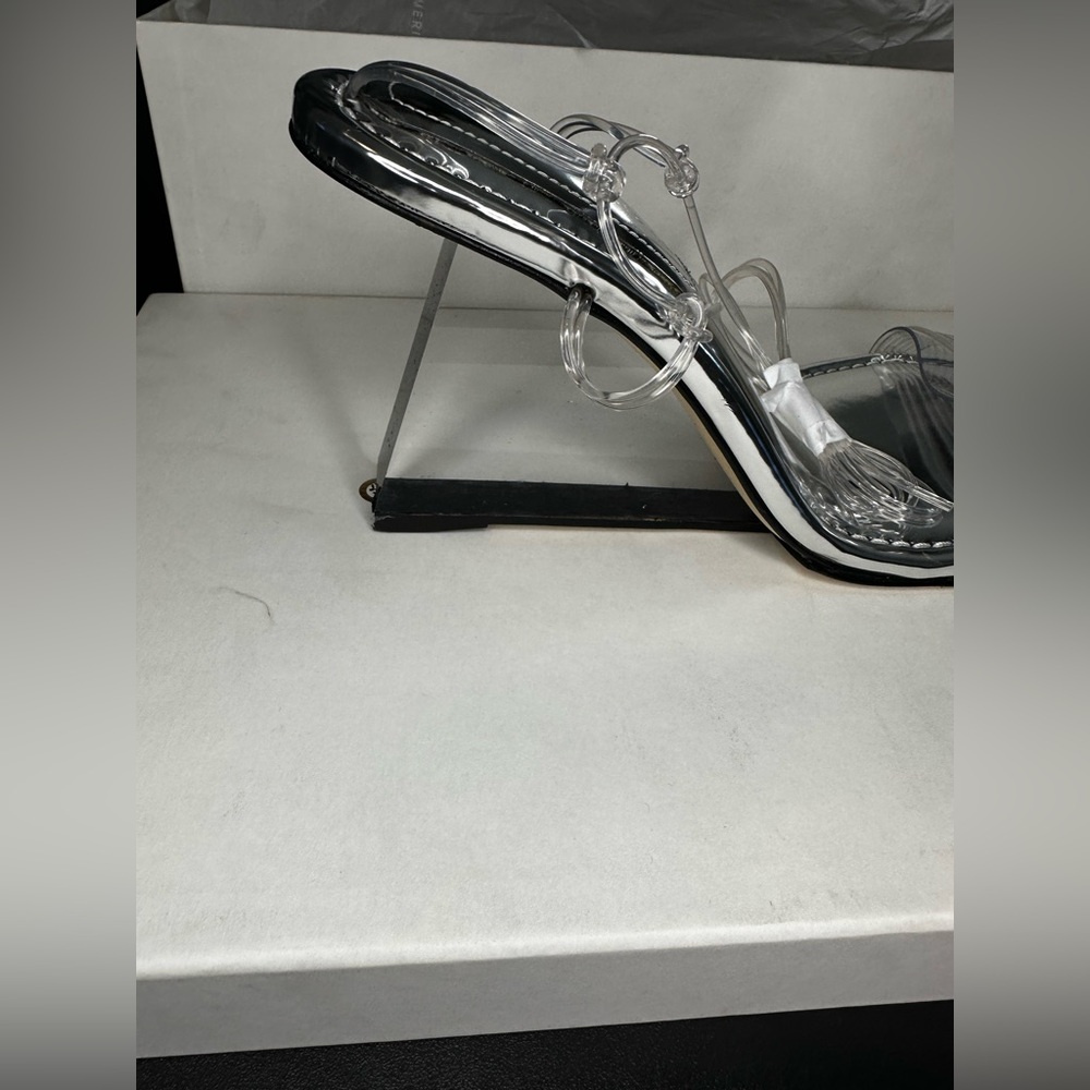 Good American Ciner F*cking Rella Silver Wedges Size 8.5 - Picture 2 of 7